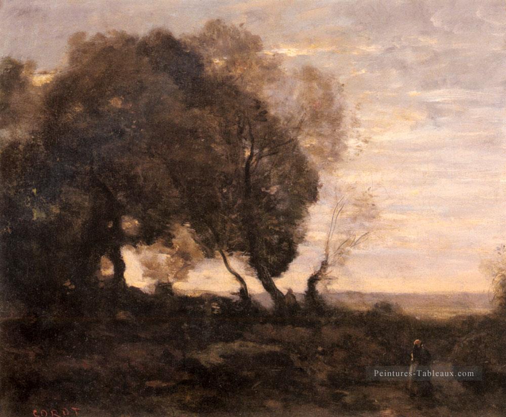 Arbres Tordus Sur Une Crète Plein Air Romantisme Jean Baptiste Camille Corot Peintures à l'huile